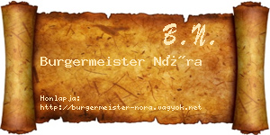 Burgermeister Nóra névjegykártya